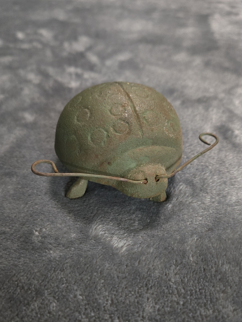 Green Vintage Cast Iron Lady Bug Paperweight